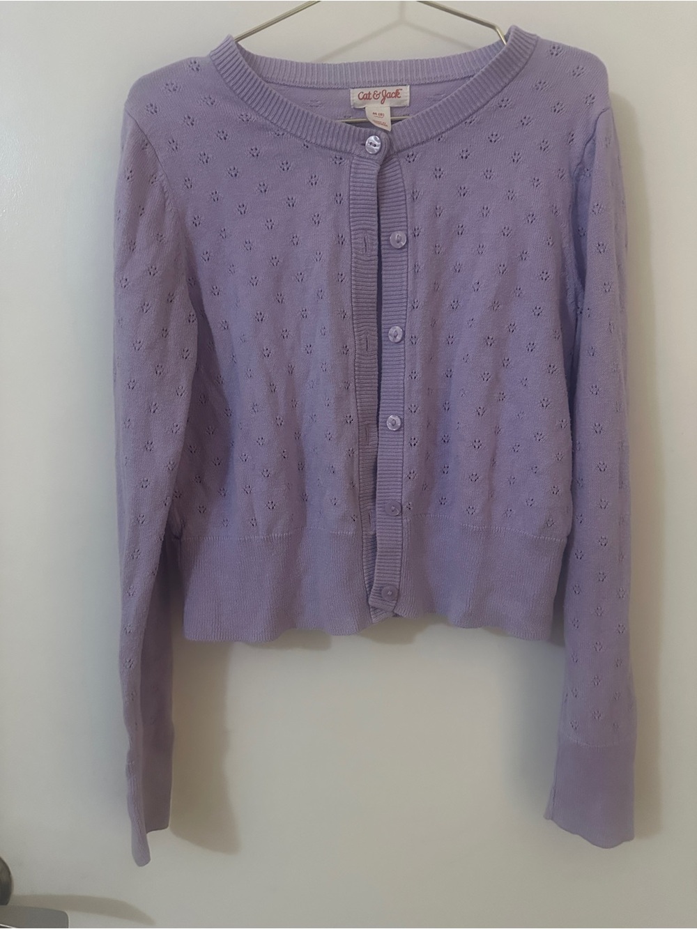 Cat & Jack Girls Lavender Pointelle Cardigan Size 8